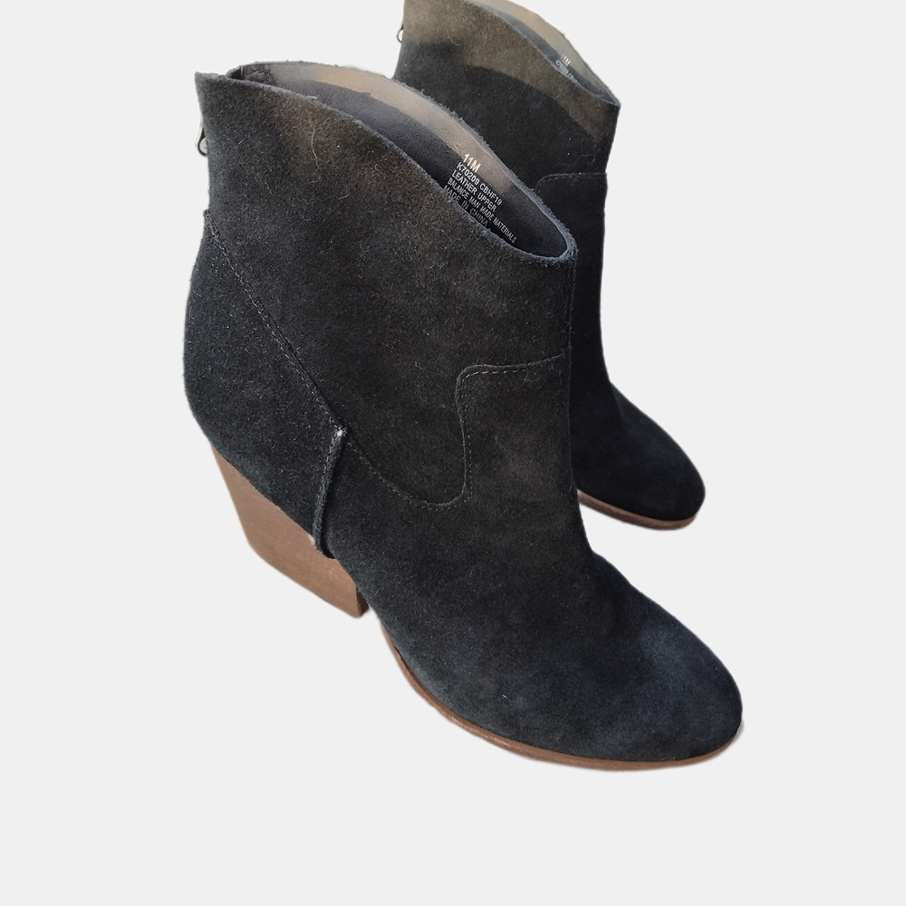 Kork-Ease Larpa Western Black Suede Block Ankle Bootie Heeled 11M